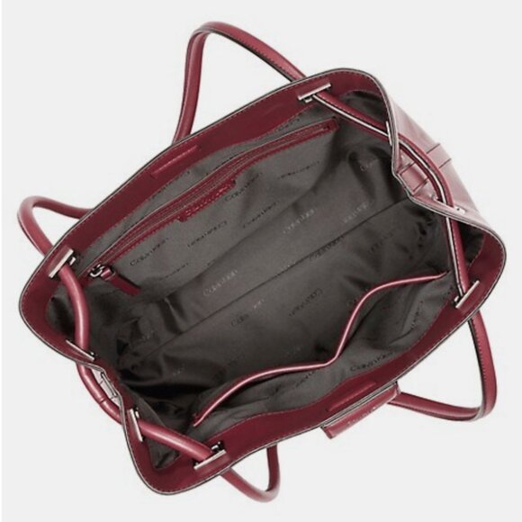 Calvin Klein, Ash Bucket-Style Tote, Deep Red, Burgundy, NWOT - Picture 4 of 5